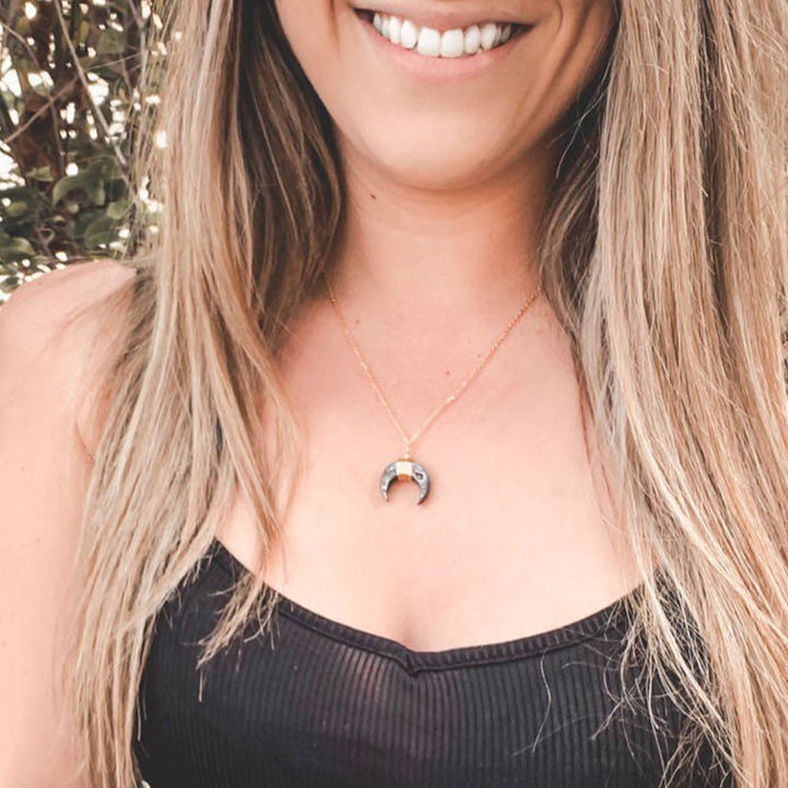 Collana con mezzaluna in pietra preziosa Olivenorma