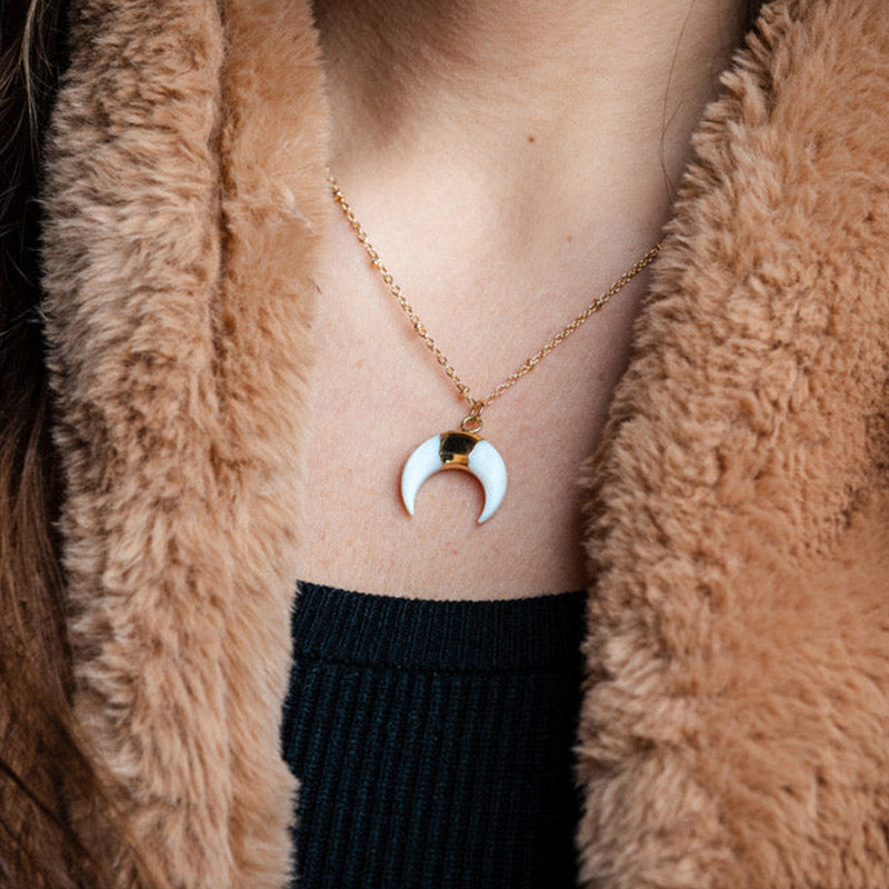 Collana con mezzaluna in pietra preziosa Olivenorma