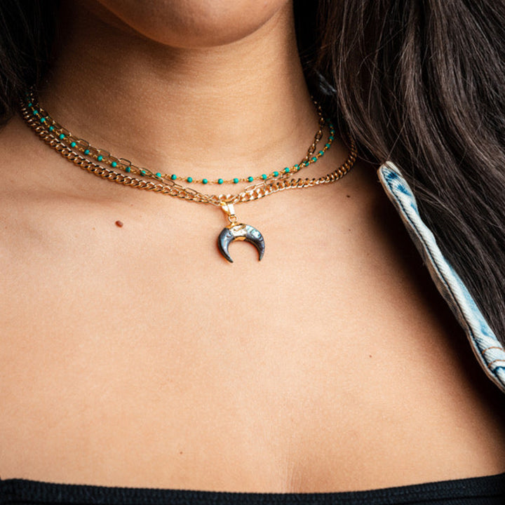 Collana con mezzaluna in pietra preziosa Olivenorma