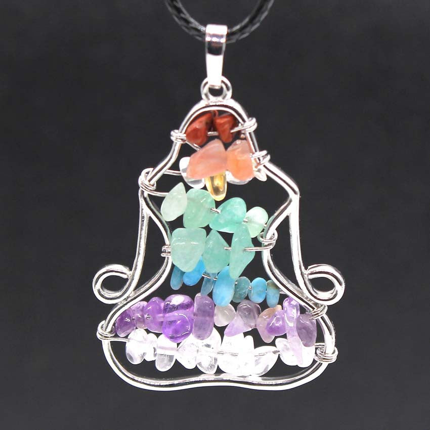 Olivenorma Chakra Pendente in cristallo Yoga Meditazione Filo Avvolto Collana