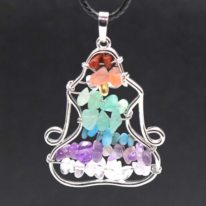 Olivenorma Chakra Pendente in cristallo Yoga Meditazione Filo Avvolto Collana