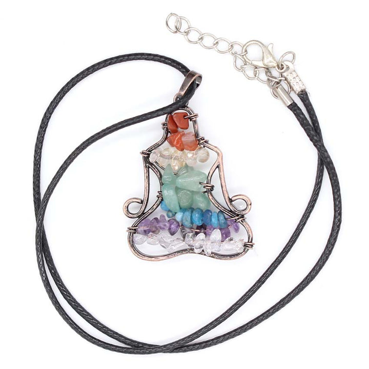 Olivenorma Chakra Pendente in cristallo Yoga Meditazione Filo Avvolto Collana