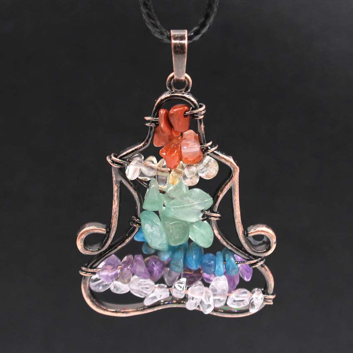 Olivenorma Chakra Pendente in cristallo Yoga Meditazione Filo Avvolto Collana