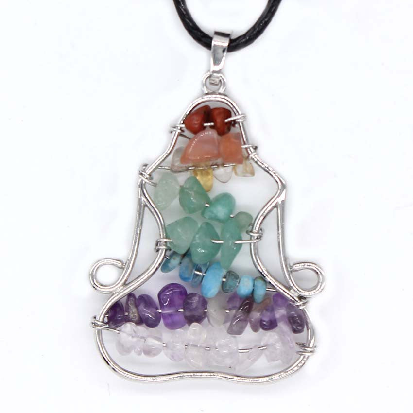 Olivenorma Chakra Pendente in cristallo Yoga Meditazione Filo Avvolto Collana