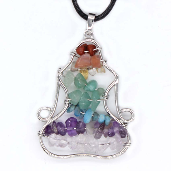 Olivenorma Chakra Pendente in cristallo Yoga Meditazione Filo Avvolto Collana