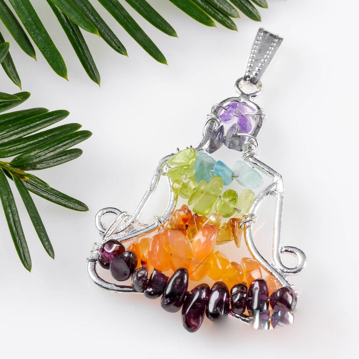 Olivenorma Chakra Pendente in cristallo Yoga Meditazione Filo Avvolto Collana