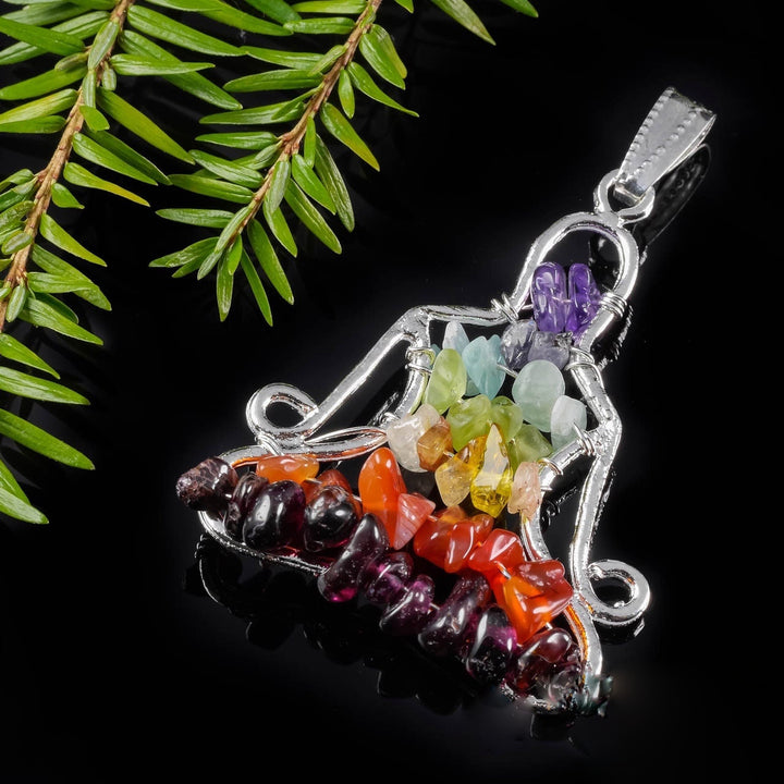 Olivenorma Chakra Pendente in cristallo Yoga Meditazione Filo Avvolto Collana