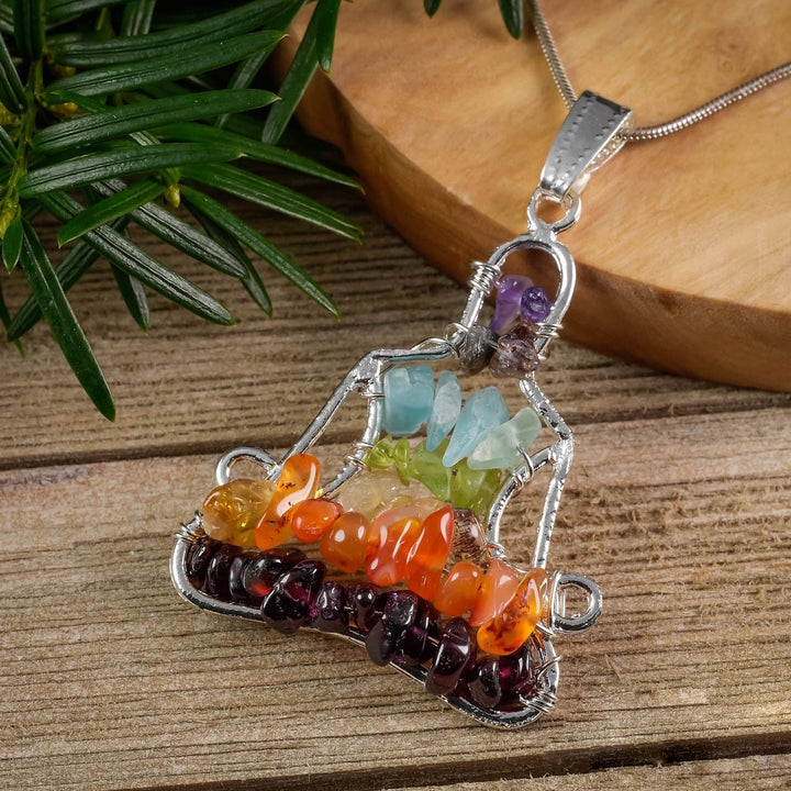 Olivenorma Chakra Pendente in cristallo Yoga Meditazione Filo Avvolto Collana