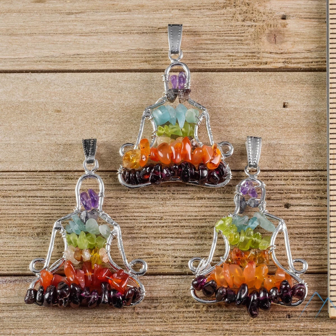 Olivenorma Chakra Pendente in cristallo Yoga Meditazione Filo Avvolto Collana