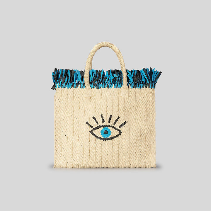Olivenorma Hamsa Evil Eye Borsa di paglia per le feste con nappe di grande capacità