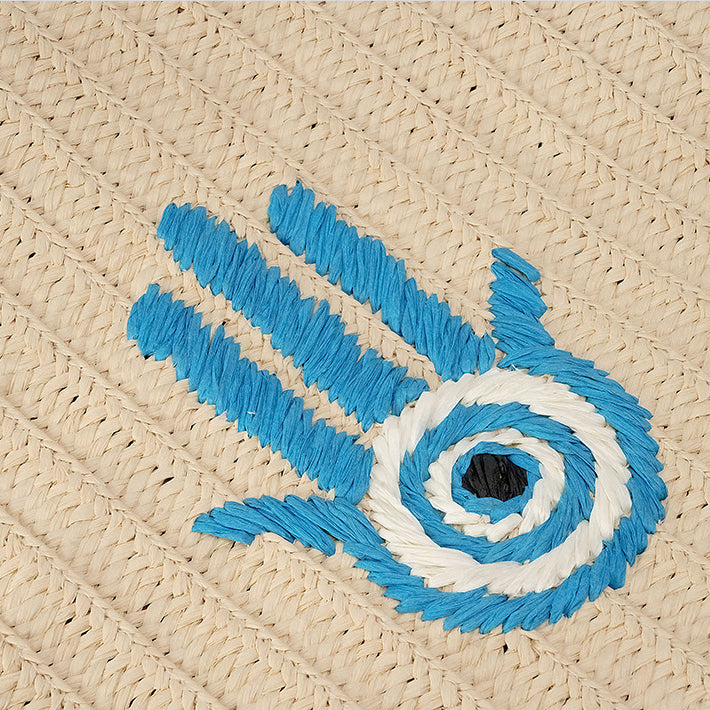 Olivenorma Hamsa Evil Eye Borsa di paglia per le feste con nappe di grande capacità
