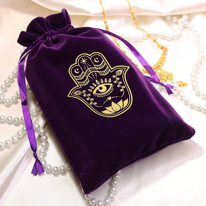 Olivenorma Hamsa Hand Velvet Jewelry Pouch Borsa regalo