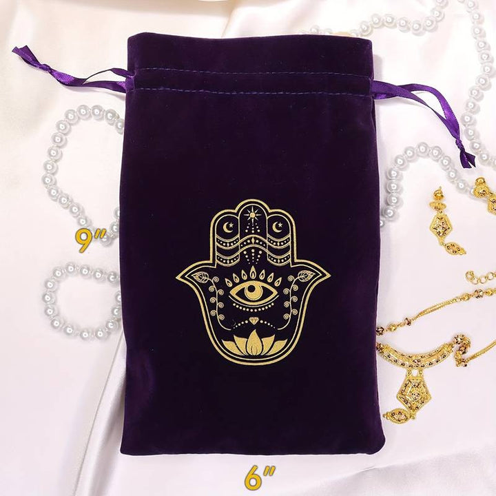 Olivenorma Hamsa Hand Velvet Jewelry Pouch Borsa regalo