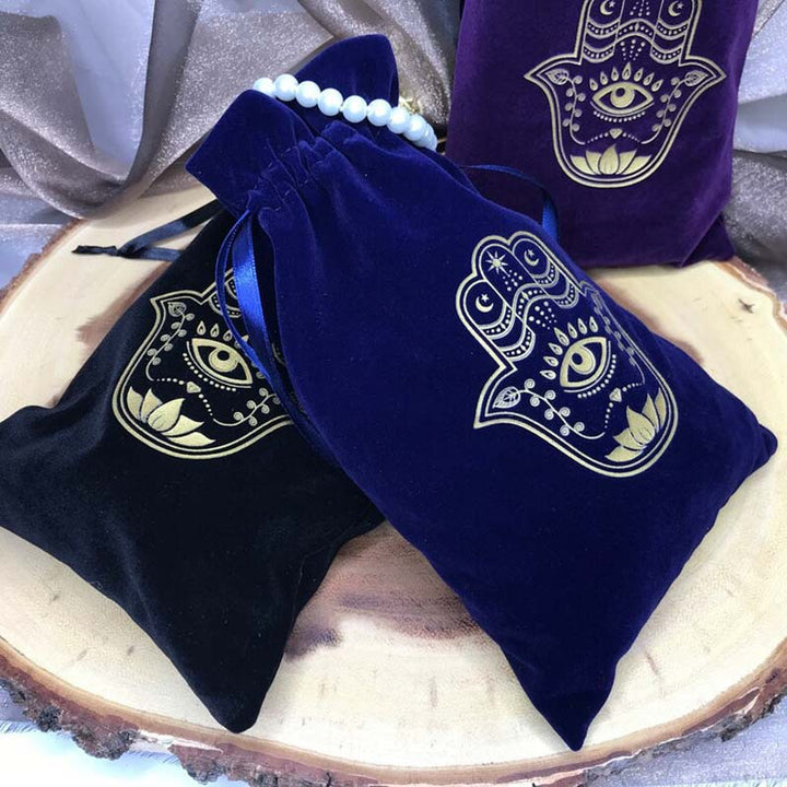 Olivenorma Hamsa Hand Velvet Jewelry Pouch Borsa regalo