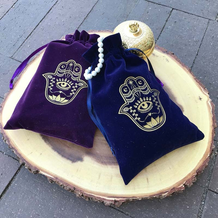 Olivenorma Hamsa Hand Velvet Jewelry Pouch Borsa regalo