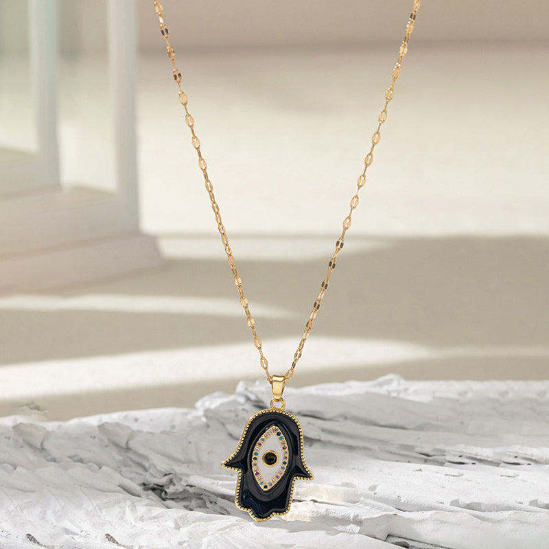 Collana con amuleto in zircone con croce di Fatima Olivenorma 