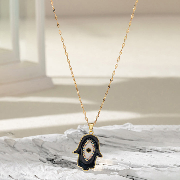 Collana con amuleto in zircone con croce di Fatima Olivenorma 