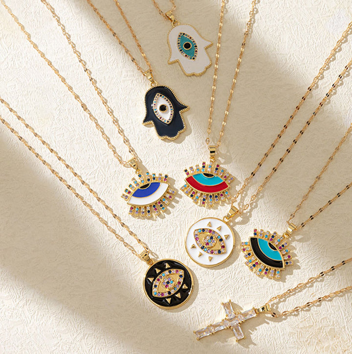 Collana con amuleto in zircone con croce di Fatima Olivenorma 