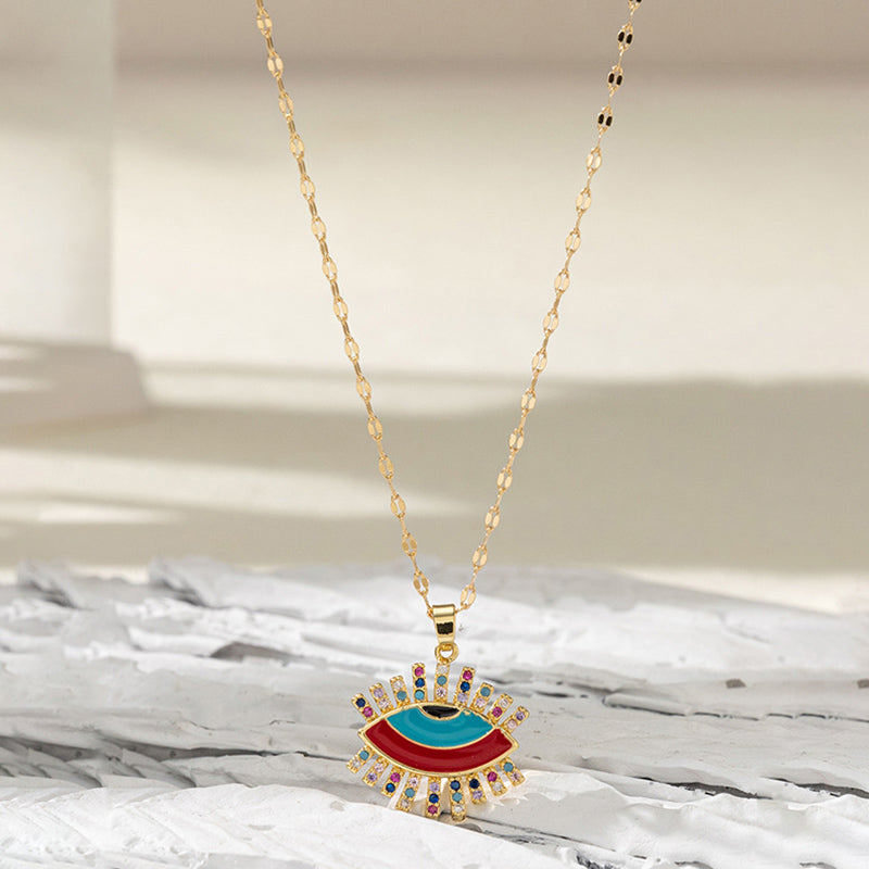 Collana con amuleto in zircone con croce di Fatima Olivenorma 