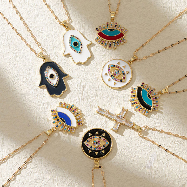 Collana con amuleto in zircone con croce di Fatima Olivenorma 