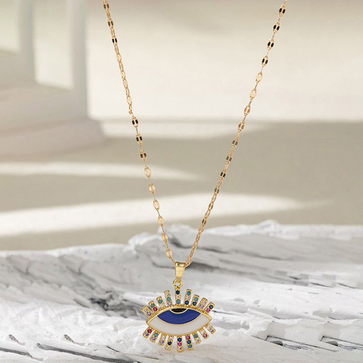 Collana con amuleto in zircone con croce di Fatima Olivenorma 