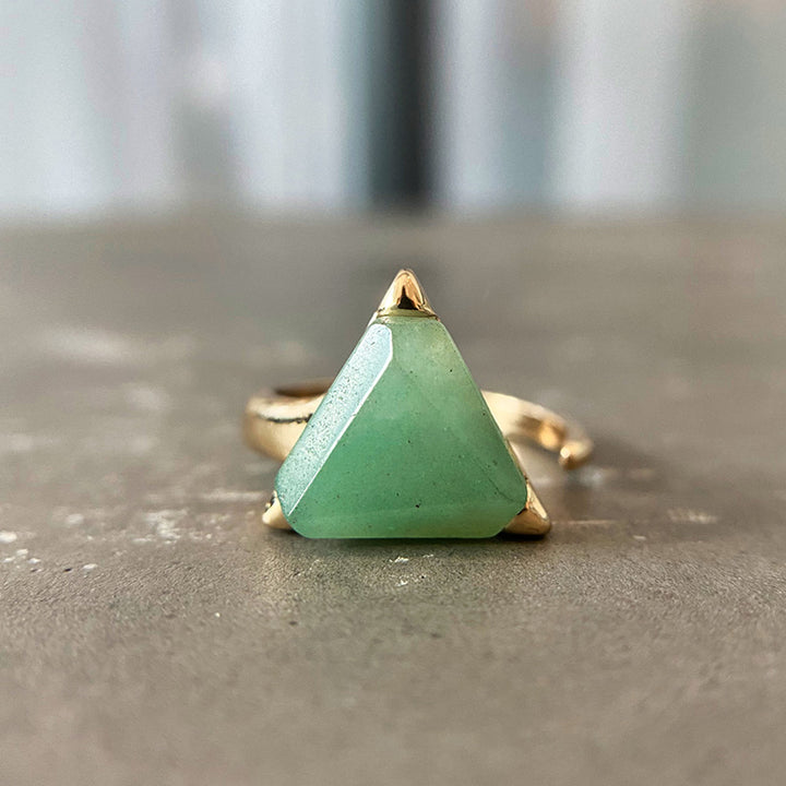 Anello Olivenorma Triangle Aventurina Verde Ametista