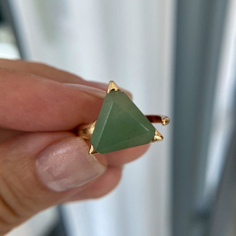 Anello Olivenorma Triangle Aventurina Verde Ametista