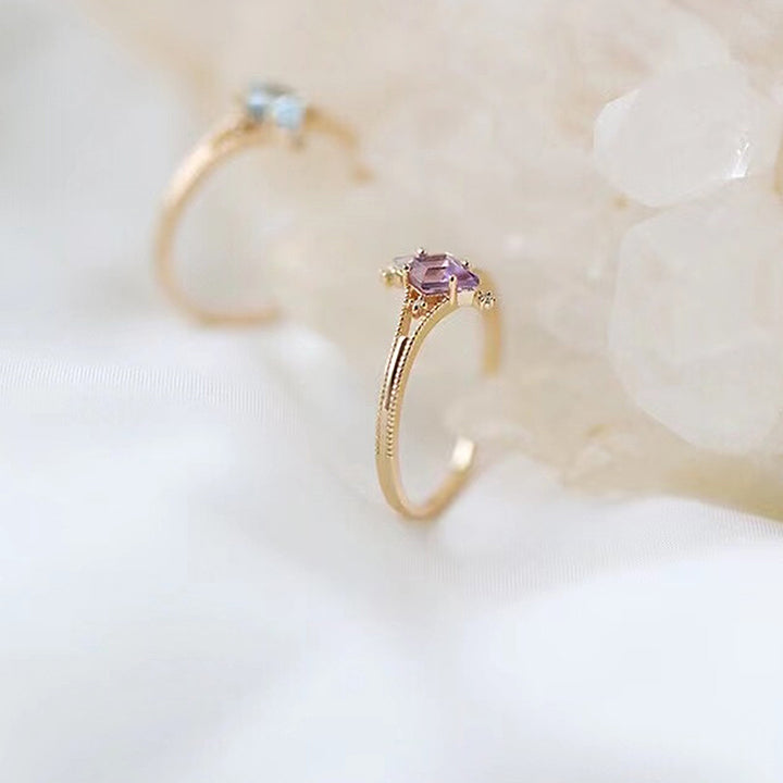 Anello di guarigione a forma di stella con topazio blu e ametista Olivenorma