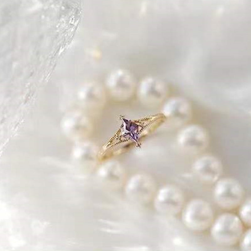 Anello di guarigione a forma di stella con topazio blu e ametista Olivenorma