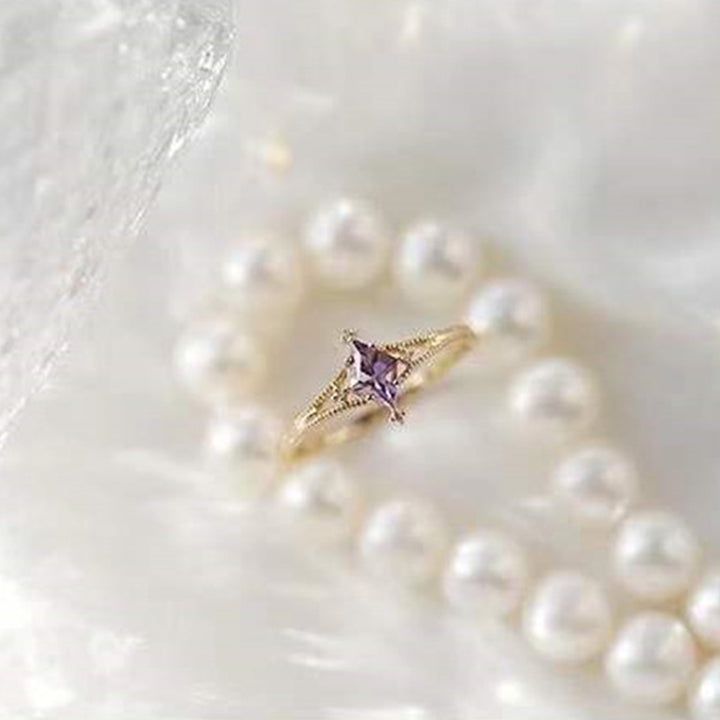 Anello di guarigione a forma di stella con topazio blu e ametista Olivenorma