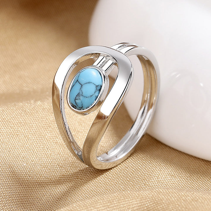 Anello Olivenorma in acciaio inossidabile blu turchese vintage