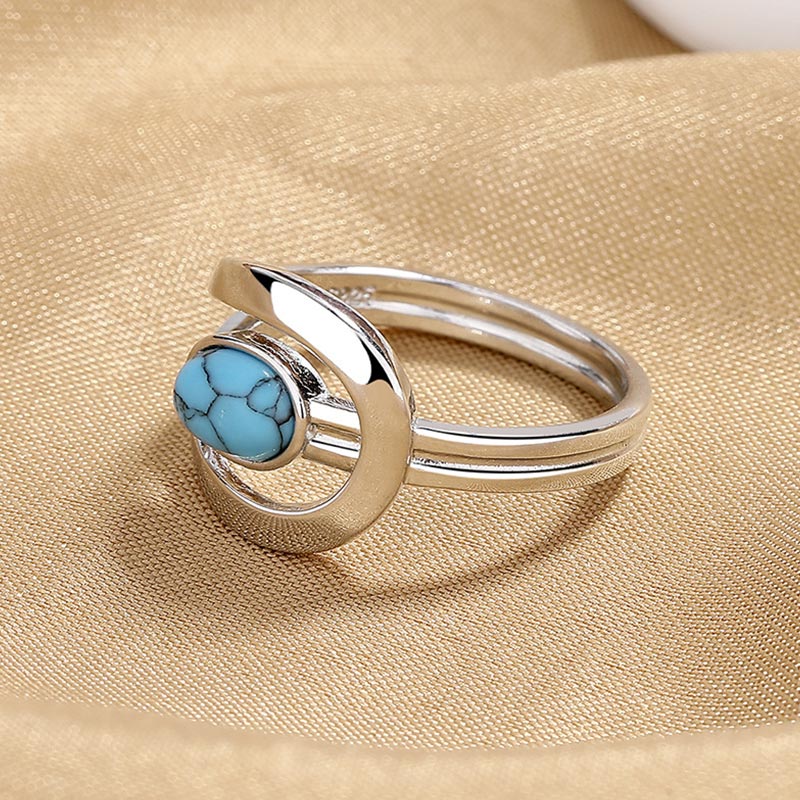 Anello Olivenorma in acciaio inossidabile blu turchese vintage