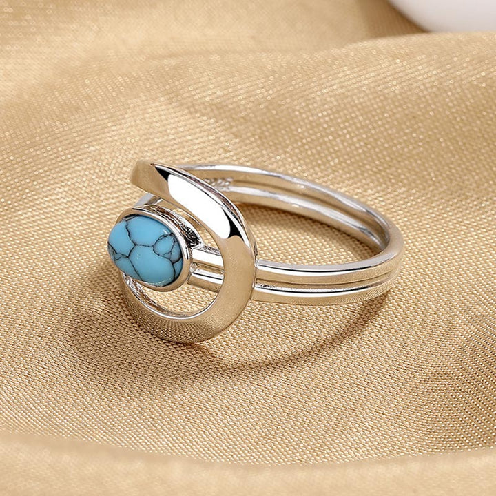 Anello Olivenorma in acciaio inossidabile blu turchese vintage