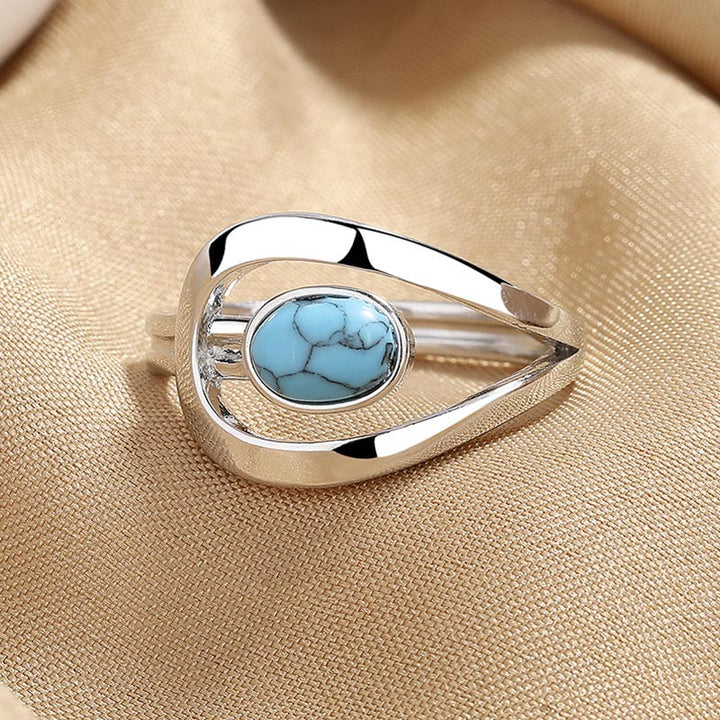 Anello Olivenorma in acciaio inossidabile blu turchese vintage