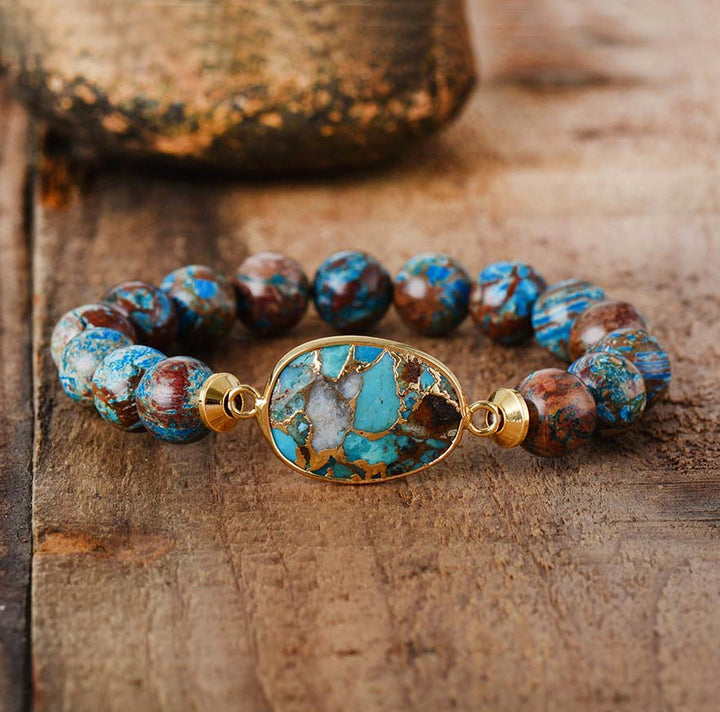 Bracciale con pietre preziose curative in turchese naturale di ostrica Olivenorma