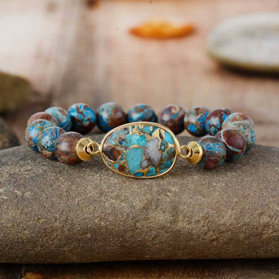 Bracciale con pietre preziose curative in turchese naturale di ostrica Olivenorma