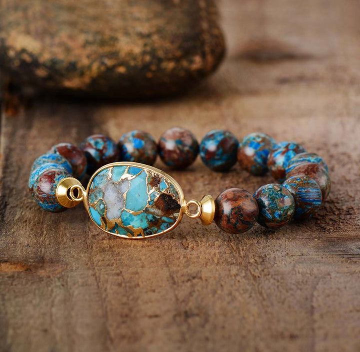 Bracciale con pietre preziose curative in turchese naturale di ostrica Olivenorma