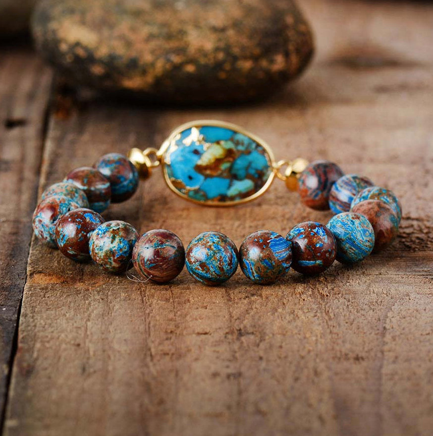 Bracciale con pietre preziose curative in turchese naturale di ostrica Olivenorma