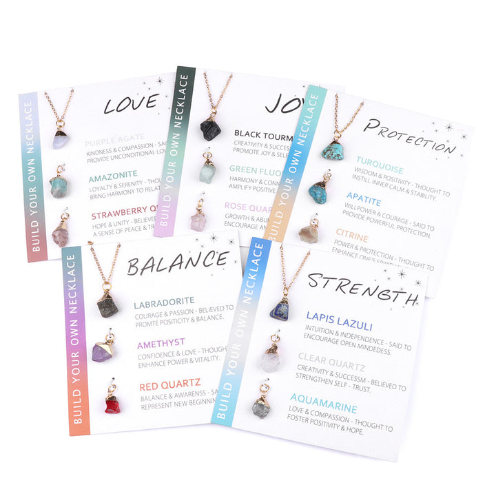 Collana con carta di benedizione in pietra grezza irregolare naturale Olivenorma