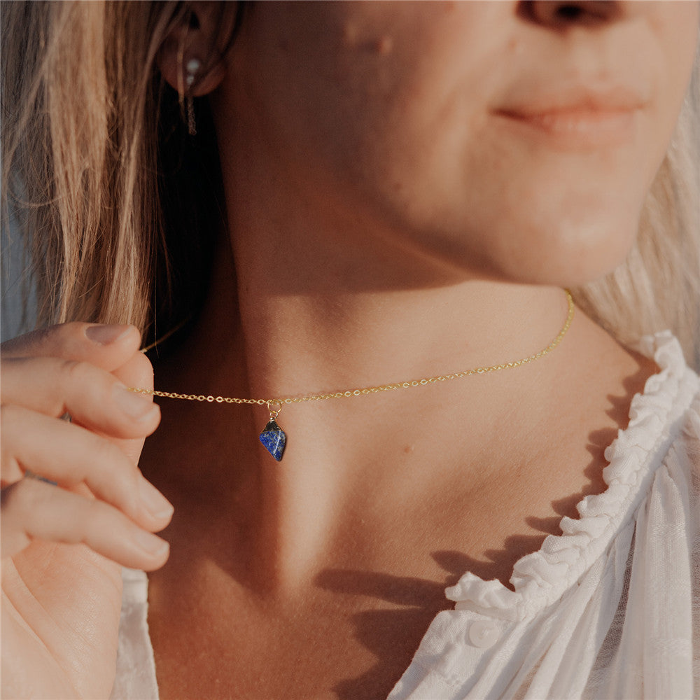 Collana con carta di benedizione in pietra grezza irregolare naturale Olivenorma