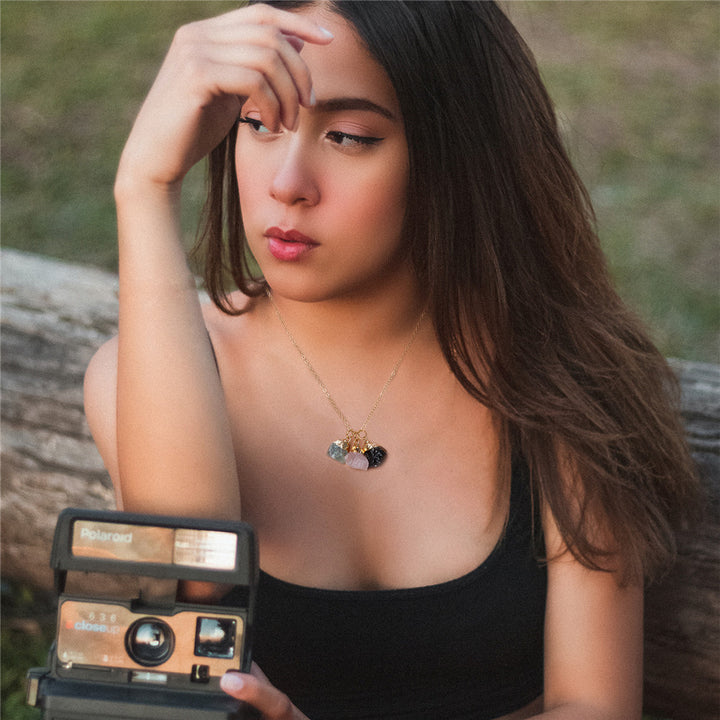 Collana con carta di benedizione in pietra grezza irregolare naturale Olivenorma