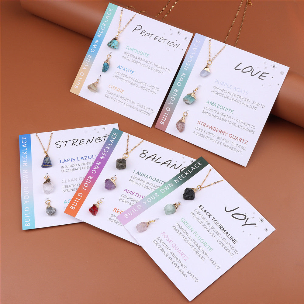 Collana con carta di benedizione in pietra grezza irregolare naturale Olivenorma