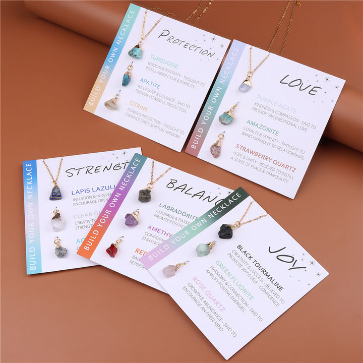 Collana con carta di benedizione in pietra grezza irregolare naturale Olivenorma