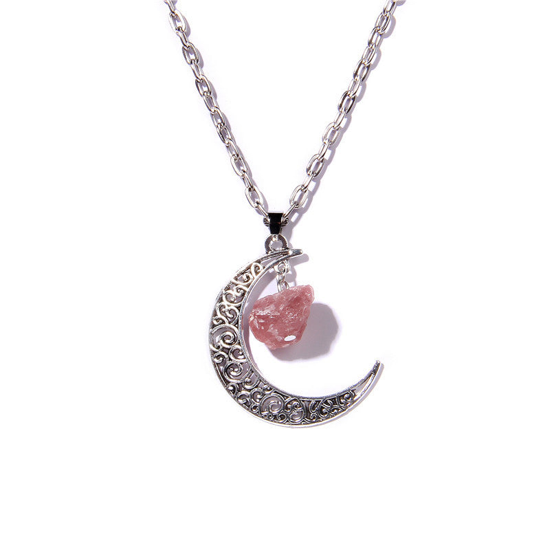 Collana con ciondolo in pietra naturale Olivenorma Silver Moon