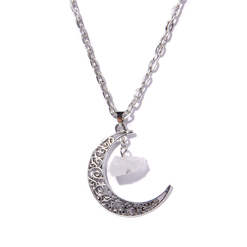 Collana con ciondolo in pietra naturale Olivenorma Silver Moon