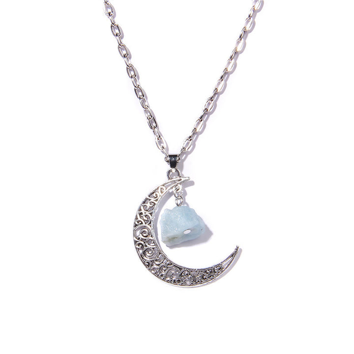 Collana con ciondolo in pietra naturale Olivenorma Silver Moon