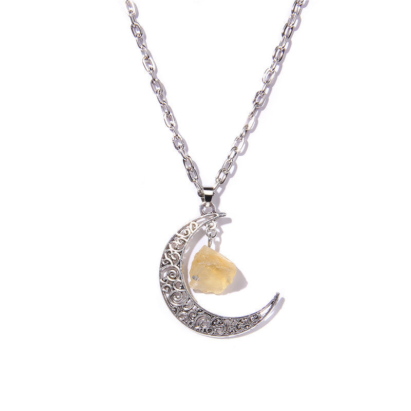Collana con ciondolo in pietra naturale Olivenorma Silver Moon