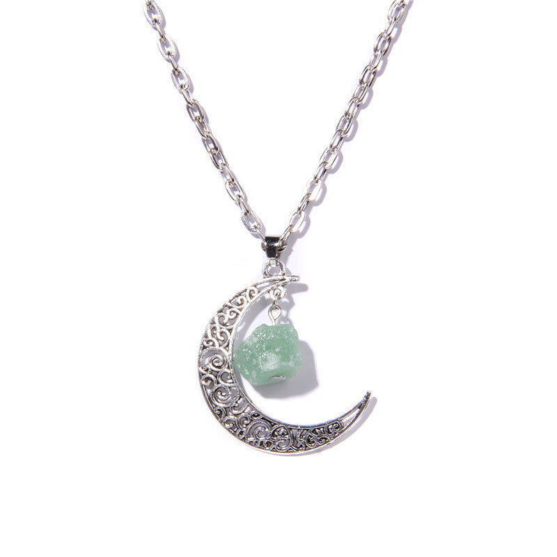 Collana con ciondolo in pietra naturale Olivenorma Silver Moon