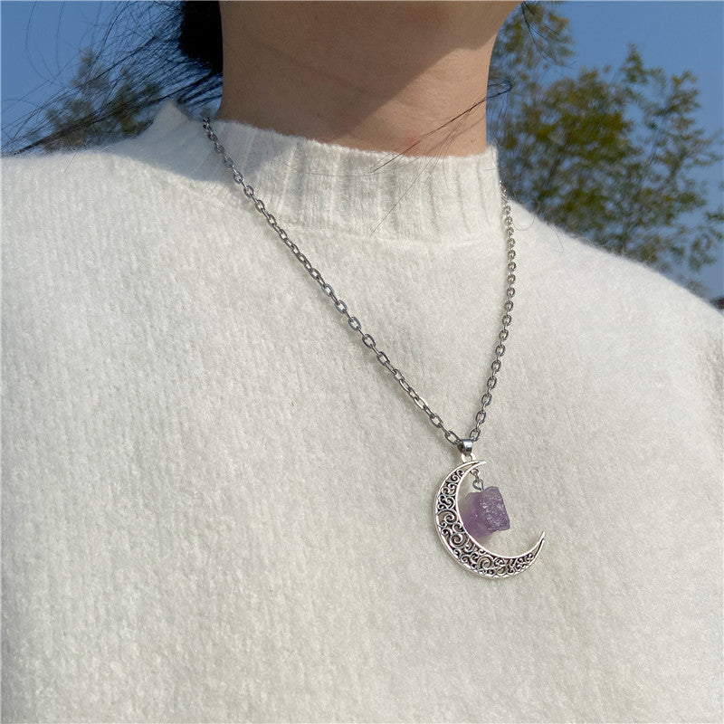 Collana con ciondolo in pietra naturale Olivenorma Silver Moon