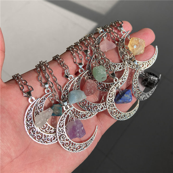 Collana con ciondolo in pietra naturale Olivenorma Silver Moon